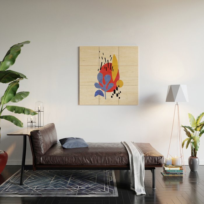 Blue Leaf Willow Wood Wall Art Gallery Image 2