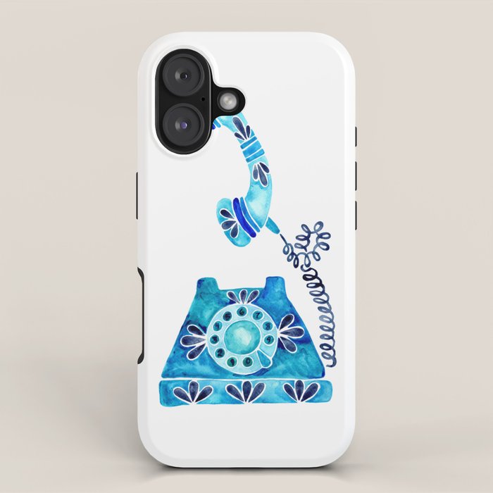 Vintage Rotary Phone - Blue Raspberry iPhone Case Gallery Image 1