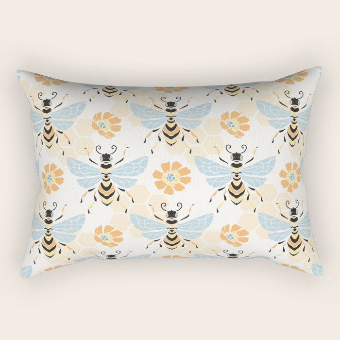 Honey Bee Abstract Pattern Rectangular Pillow Gallery Image 1