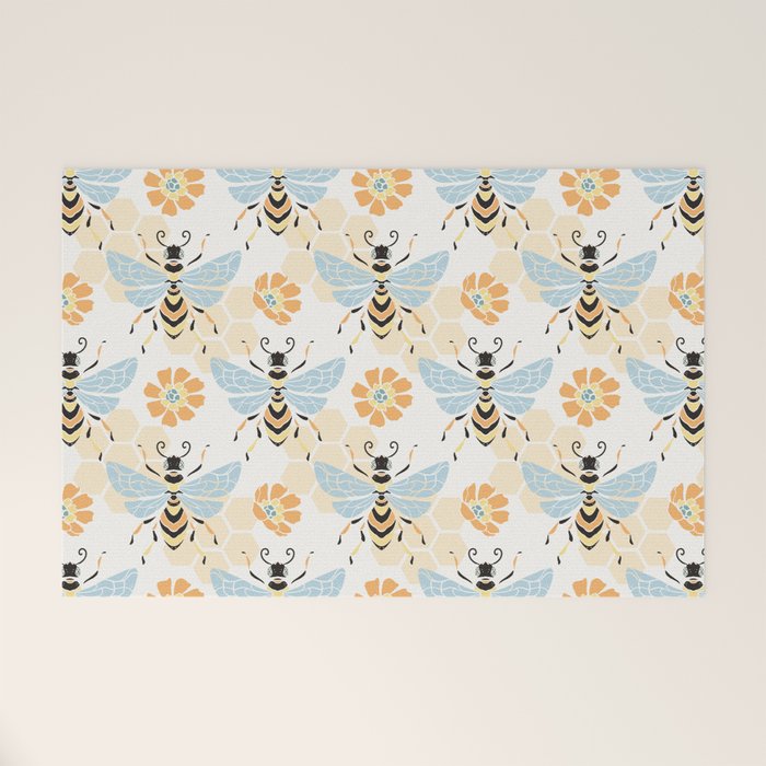 Honey Bee Abstract Pattern Welcome Mat Gallery Image 1