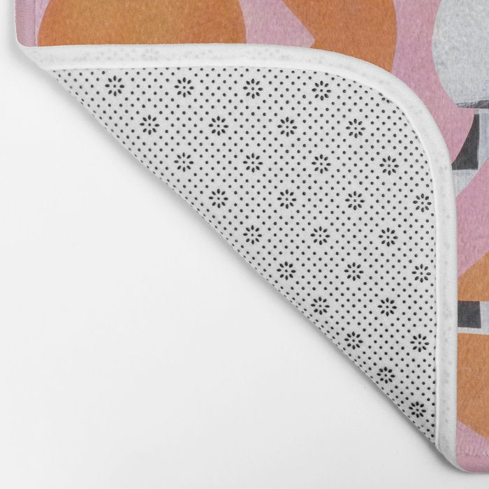 Checkered Urn Pink Orange Geometric Background Bath Mat Gallery Image 2