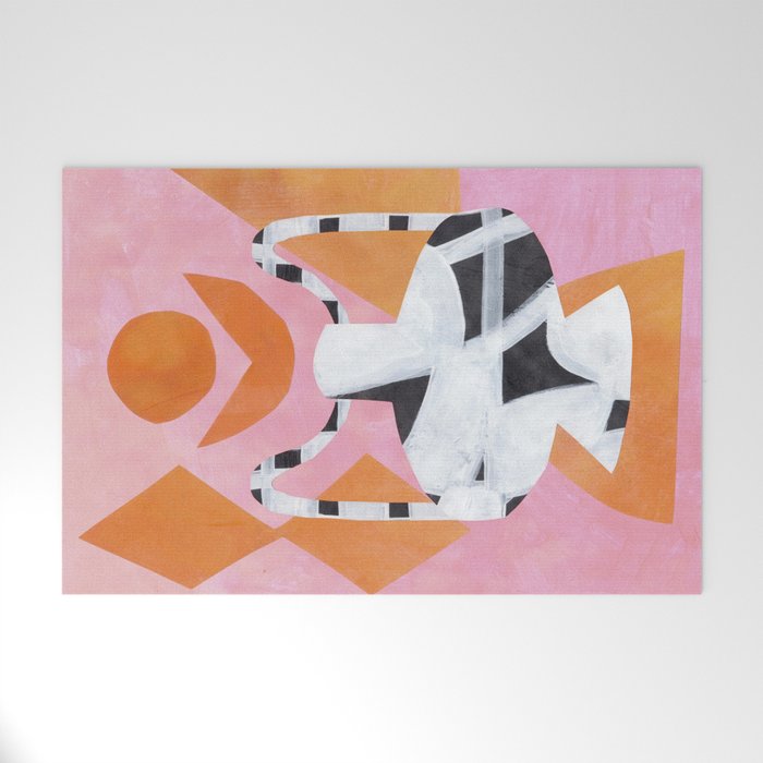 Checkered Urn Pink Orange Geometric Background Welcome Mat Gallery Image 1