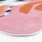 Checkered Urn Pink Orange Geometric Background Bath Mat Gallery Image 3