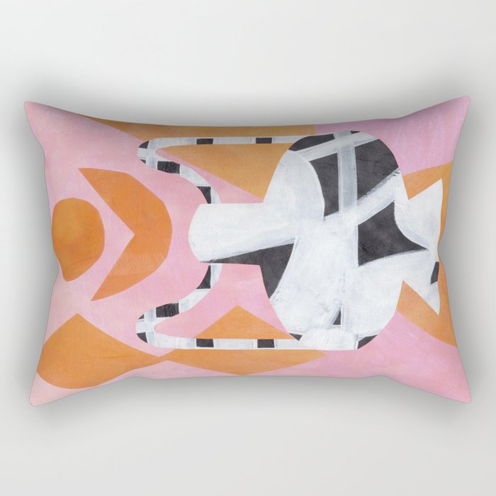 Checkered Urn Pink Orange Geometric Background Rectangular Pillow Gallery Image 1