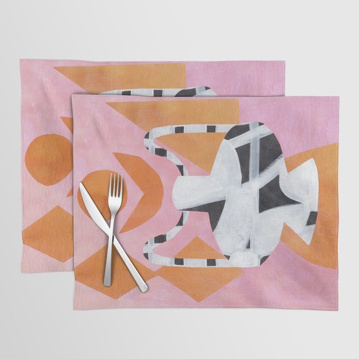Checkered Urn Pink Orange Geometric Background Placemat Gallery Image 1