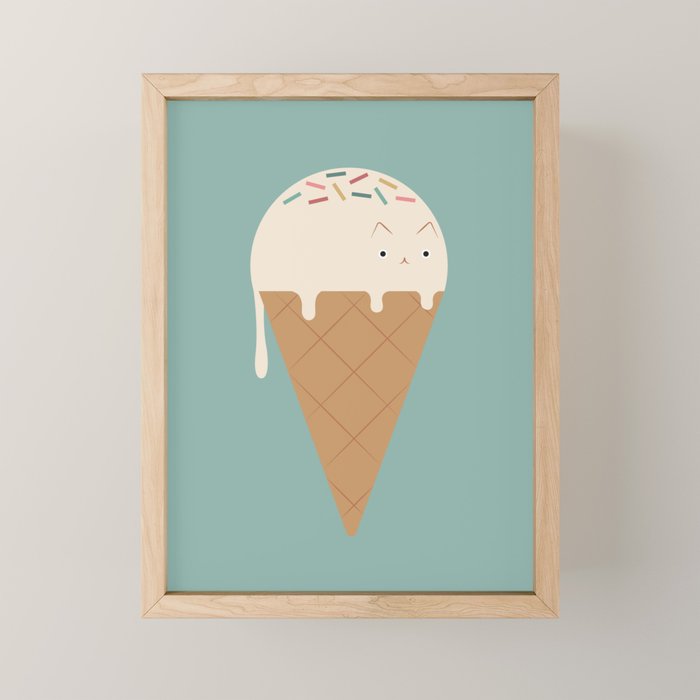 Ice Cream Cat Mini Art Print Gallery Image 1