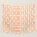 Mid Century Modern Atomic Age Peach Starburst Pattern Wall Tapestry Gallery Image 4