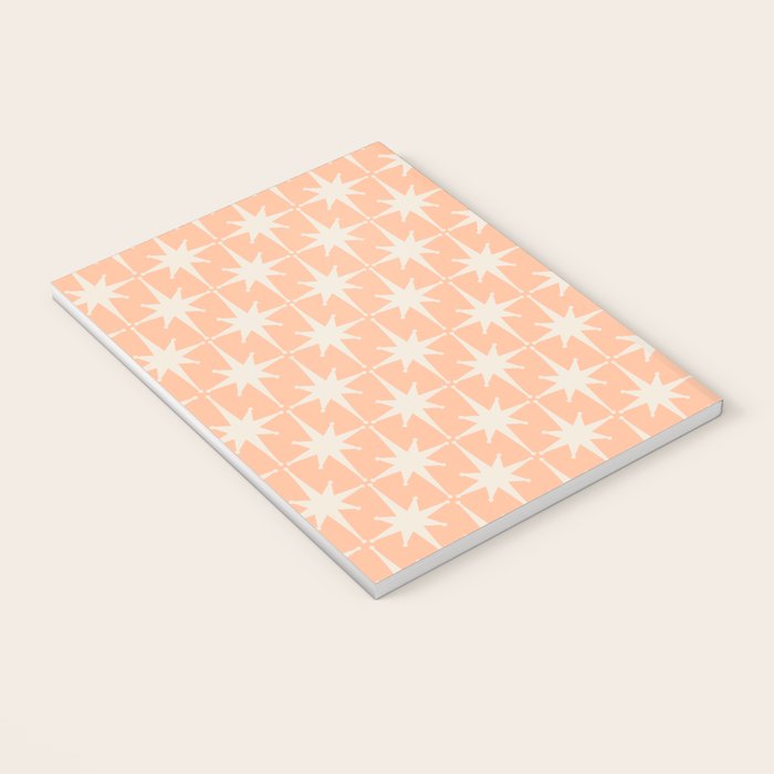 Mid Century Modern Atomic Age Peach Starburst Pattern Notebook Gallery Image 3