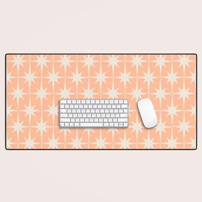 Mid Century Modern Atomic Age Peach Starburst Pattern Desk Mat Gallery Image 1