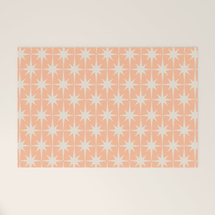 Mid Century Modern Atomic Age Peach Starburst Pattern Welcome Mat Gallery Image 1