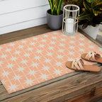 Mid Century Modern Atomic Age Peach Starburst Pattern Outdoor Rug Gallery Image 2