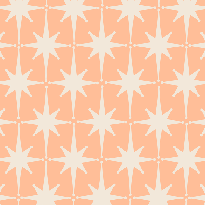 Mid Century Modern Atomic Age Peach Starburst Pattern Coffee Mug Gallery Image 2