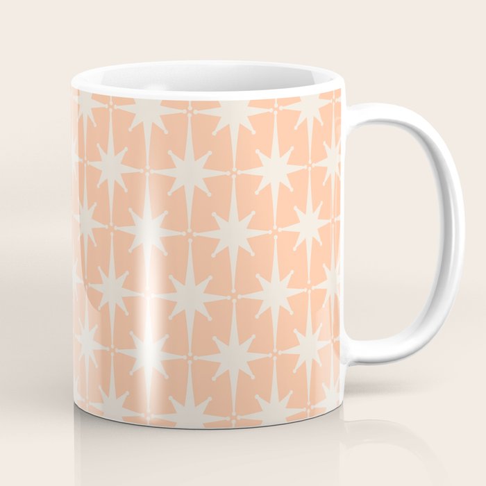 Mid Century Modern Atomic Age Peach Starburst Pattern Coffee Mug Gallery Image 1