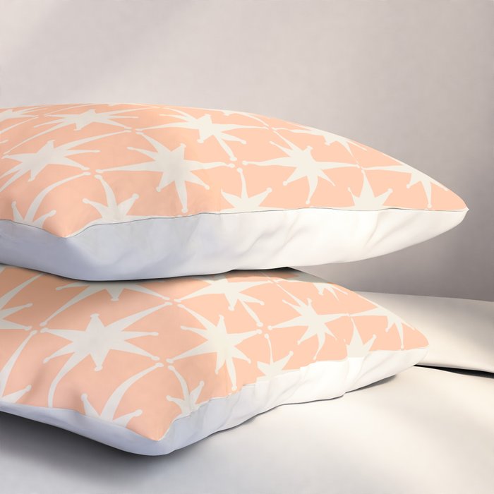 Mid Century Modern Atomic Age Peach Starburst Pattern Pillow Sham Gallery Image 3