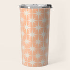 Mid Century Modern Atomic Age Peach Starburst Pattern Travel Mug Gallery Image 2