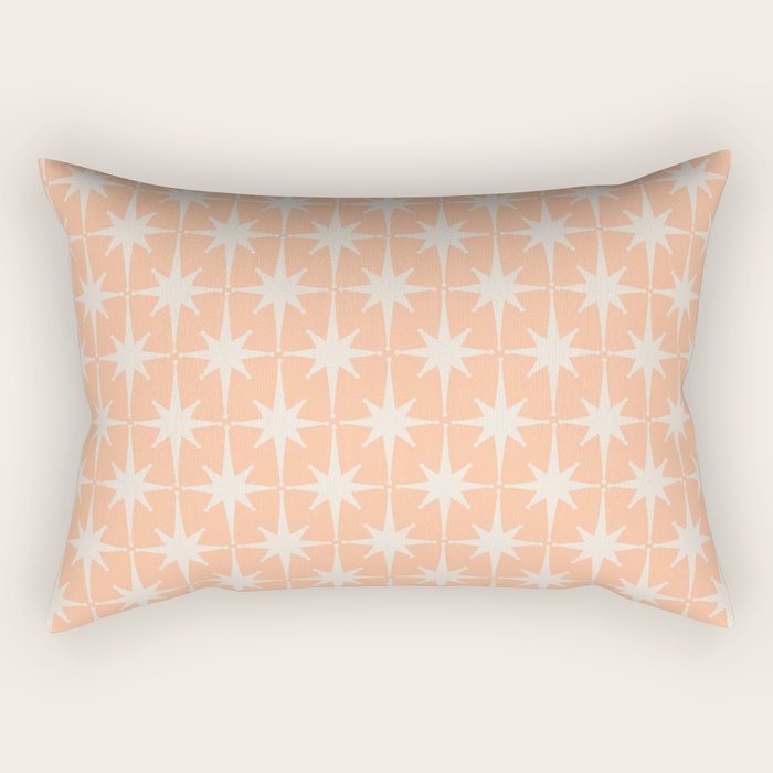 Mid Century Modern Atomic Age Peach Starburst Pattern Rectangular Pillow Gallery Image 2