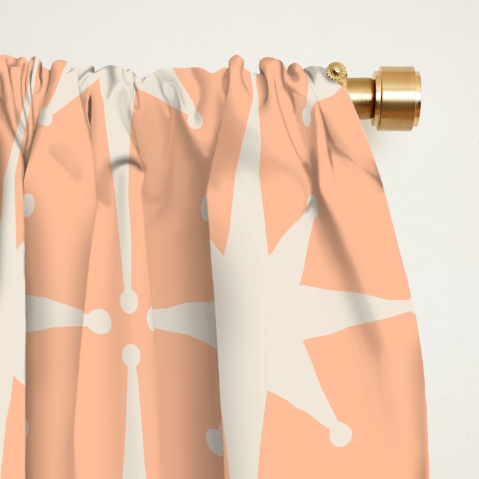 Mid Century Modern Atomic Age Peach Starburst Pattern Window Curtain Gallery Image 2