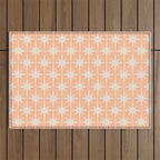 Mid Century Modern Atomic Age Peach Starburst Pattern Outdoor Rug Gallery Image 1