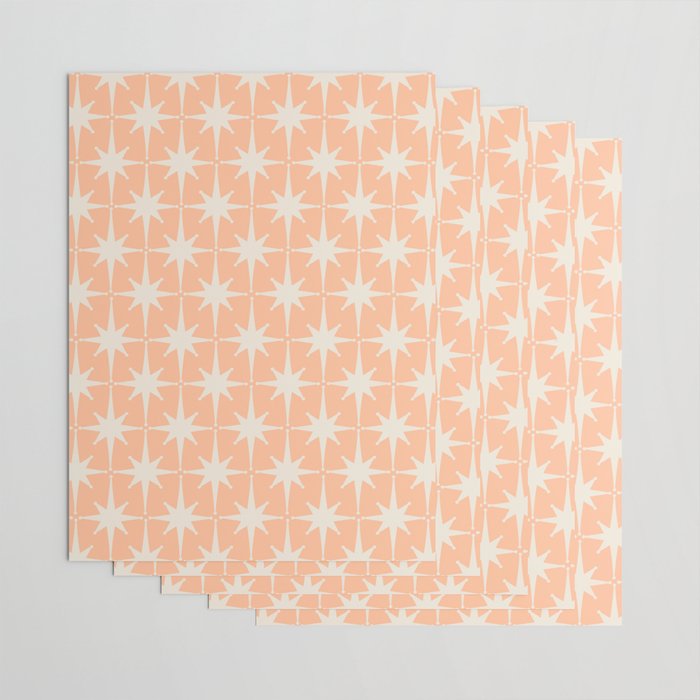 Mid Century Modern Atomic Age Peach Starburst Pattern Wrapping Paper Gallery Image 3