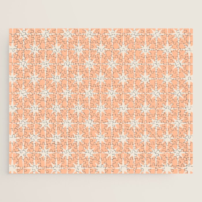 Mid Century Modern Atomic Age Peach Starburst Pattern Jigsaw Puzzle Gallery Image 1