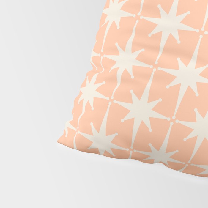Mid Century Modern Atomic Age Peach Starburst Pattern Pillow Sham Gallery Image 4