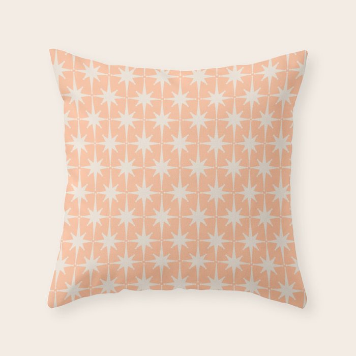 Mid Century Modern Atomic Age Peach Starburst Pattern Throw Pillow Gallery Image 6