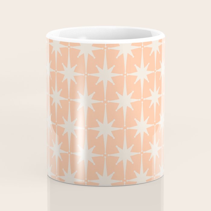 Mid Century Modern Atomic Age Peach Starburst Pattern Coffee Mug Gallery Image 4