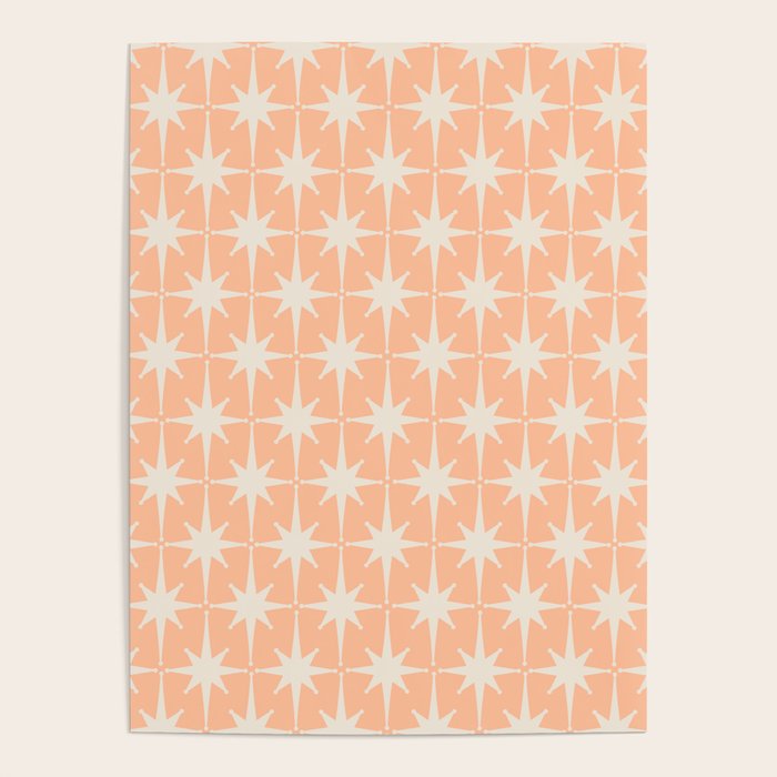 Mid Century Modern Atomic Age Peach Starburst Pattern Poster Gallery Image 4