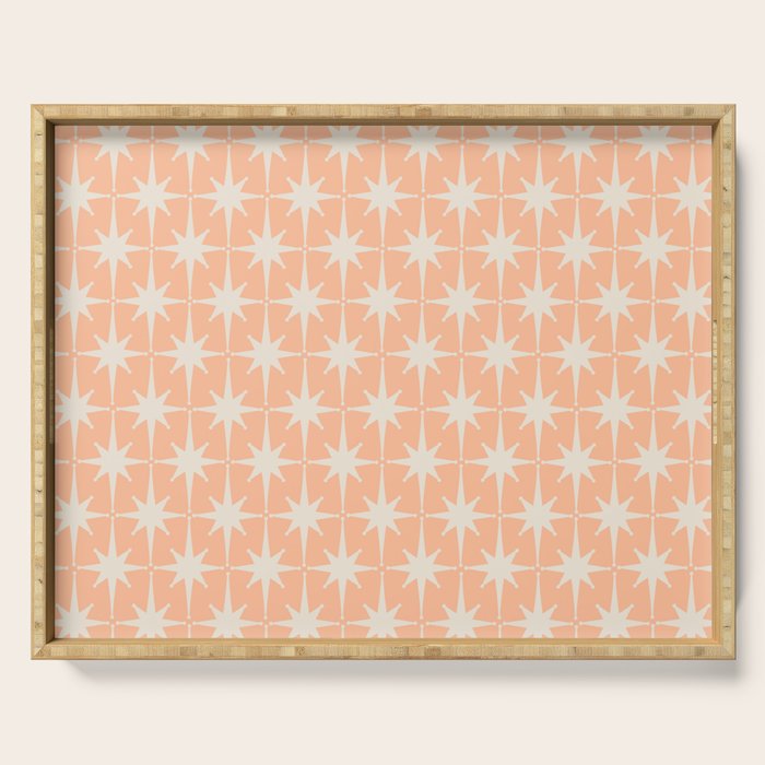 Mid Century Modern Atomic Age Peach Starburst Pattern Serving Tray Gallery Image 1