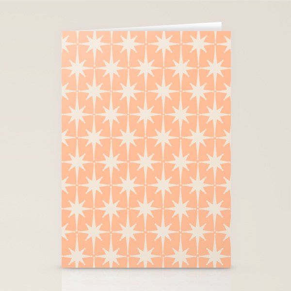 Mid Century Modern Atomic Age Peach Starburst Pattern Stationery Card Gallery Image 2