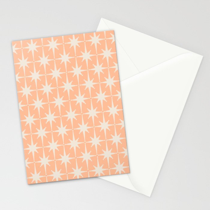 Mid Century Modern Atomic Age Peach Starburst Pattern Stationery Card Gallery Image 2