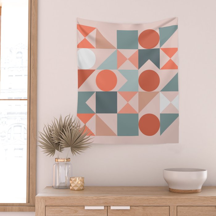 Mid Century Modern  Geometric 06 Wall Tapestry Gallery Image 2