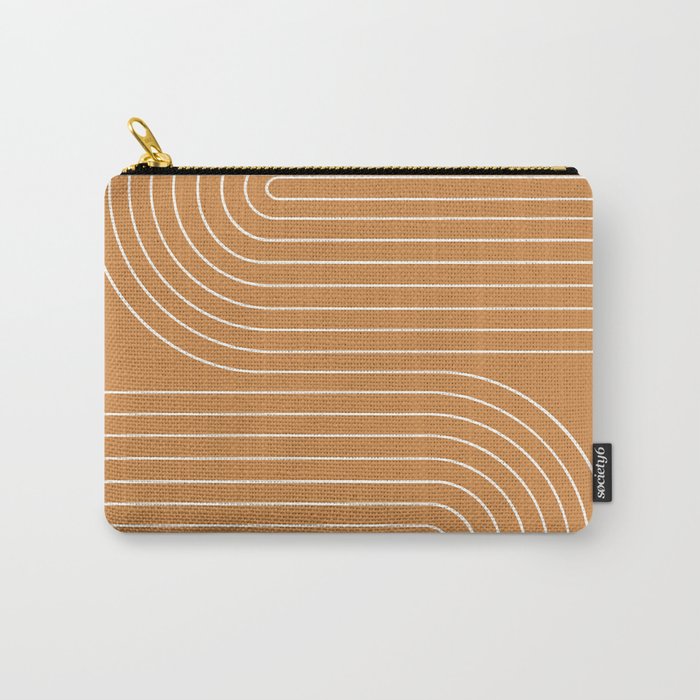 Minimal Line Curvature LXXXIII 70s Orange Mid Century Modern Arch Abstract Carry All Pouch Gallery Image 1