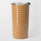 Minimal Line Curvature LXXXIII 70s Orange Mid Century Modern Arch Abstract Travel Mug Gallery Image 2