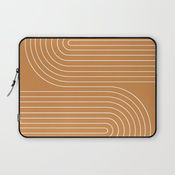 Minimal Line Curvature LXXXIII 70s Orange Mid Century Modern Arch Abstract Laptop Sleeve Gallery Image 1