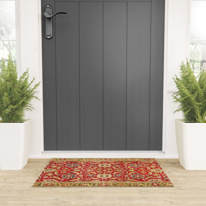 Isphahan Antique Central Persian Rug Print Welcome Mat Gallery Image 3
