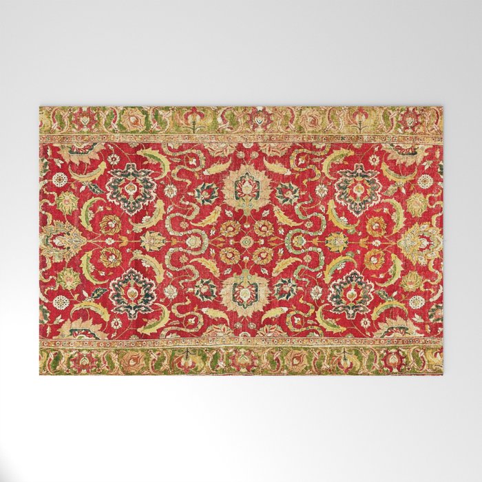 Isphahan Antique Central Persian Rug Print Welcome Mat Gallery Image 1