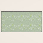 Mint green watercolor hand painted floral leaves Desk Mat Gallery Image 3