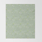 Mint green watercolor hand painted floral leaves Throw Blanket Gallery Image 2