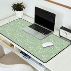 Mint green watercolor hand painted floral leaves Desk Mat Gallery Image 2