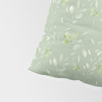 Mint green watercolor hand painted floral leaves Pillow Sham Gallery Image 4