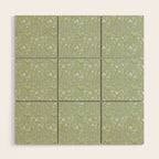 Mint green watercolor hand painted floral leaves Wood Wall Art Gallery Image 1