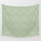 Mint green watercolor hand painted floral leaves Wall Tapestry Gallery Image 4