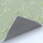 Mint green watercolor hand painted floral leaves Rug Gallery Image 4