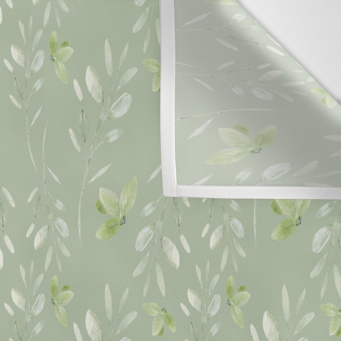 Mint green watercolor hand painted floral leaves Wall Tapestry Gallery Image 3