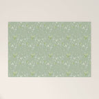 Mint green watercolor hand painted floral leaves Welcome Mat Gallery Image 1