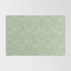 Mint green watercolor hand painted floral leaves Rug Gallery Image 2