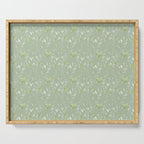 Mint green watercolor hand painted floral leaves Serving Tray Gallery Image 1