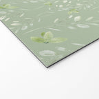 Mint green watercolor hand painted floral leaves Welcome Mat Gallery Image 2