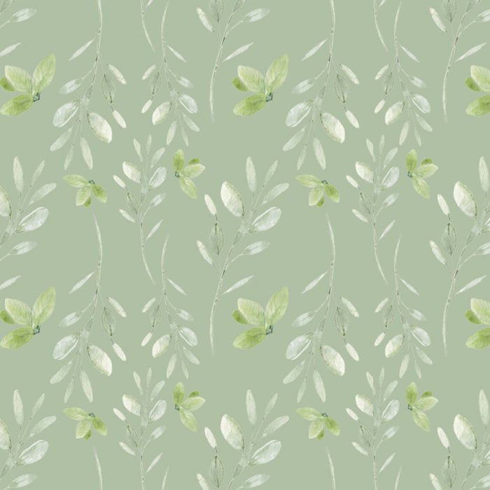 Mint green watercolor hand painted floral leaves Coffee Mug Gallery Image 2